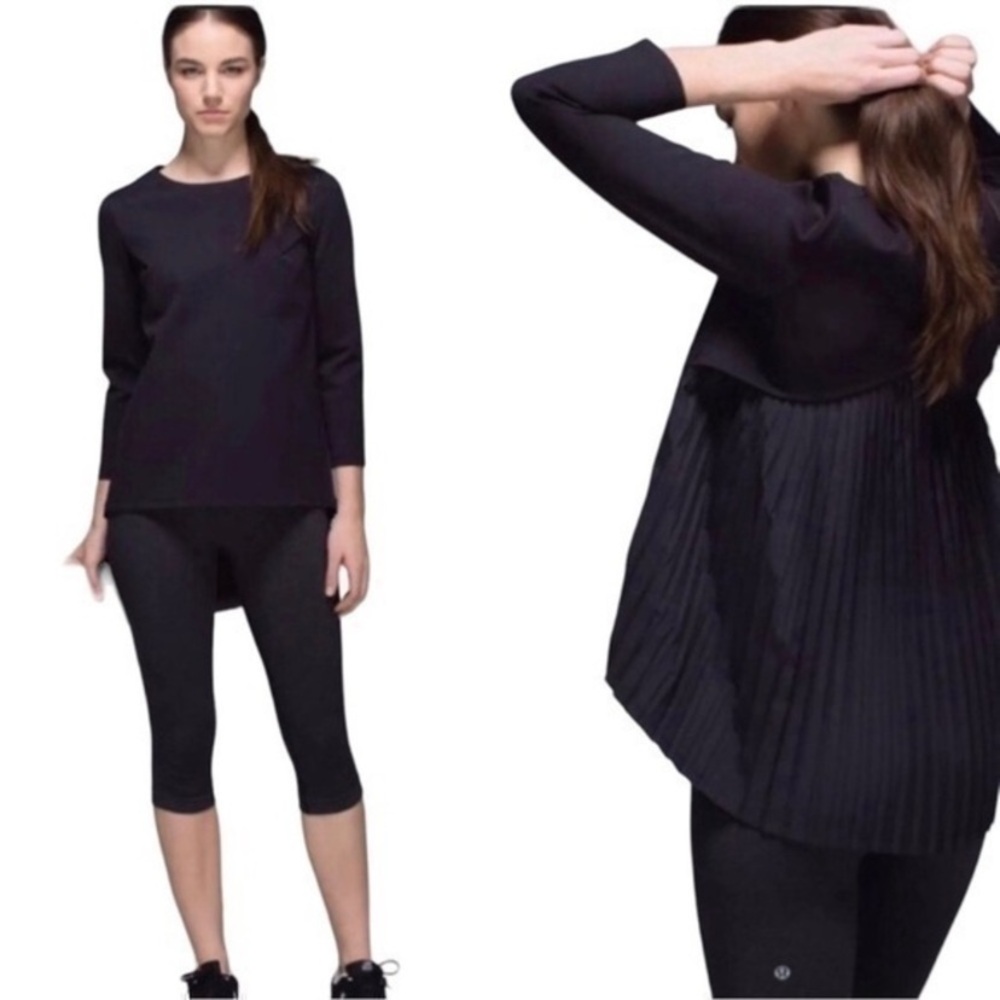 Lululemon NWT Black Long Sleeve Top with Pleated Back